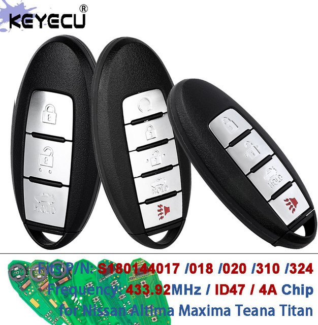 KEYECU Smart-Fernbedienungsschlüssel für Nissan Altima Maxima Teana Titan 2013–2019, 433,92 MHz, 4A / ID47 Chip, FCC ID: KR5S180144014, Schwarz - Bild 1