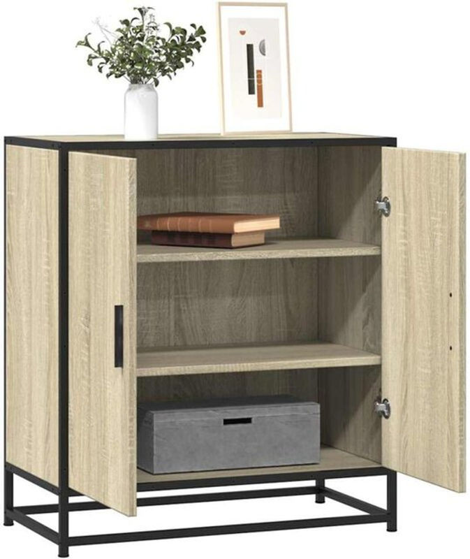 Sideboard Vidaxl in Sonoma-Eiche Natur und Braun im Industrial Design aus Holzwerkstoff und Metall, B/T/H: 68 x 35 x 76 cm - Bild 1
