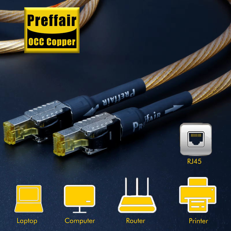 Preffair Cat8 Ethernet LAN Kabel mit RJ45-Schnittstelle in Sterlingsilber und Gold - Bild 5