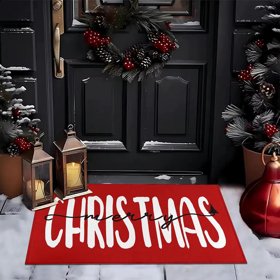 VIKAMA Weihnachtliche Fußmatte in Rot für Eingang, Küche oder Badezimmer - Bild 4