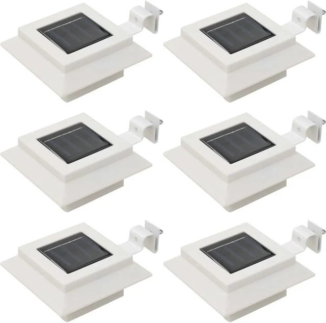vidaXL Solar-Outdoor-LED-Leuchten im 6er-Set, quadratisch, Weiß, mit Dämmerungssensor - Bild 1