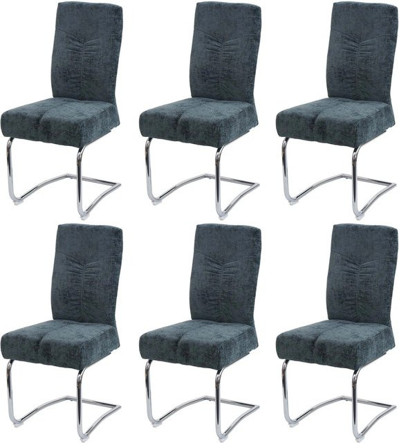 CHEFGASTRO 6er-Set Esszimmerstühle modern gepolstert mit Chenille-Stoff und Metallgestell in Blau-Grün, H x B x T: 105 x 46 x 60 cm, Sitzhöhe: 53 cm - Bild 1