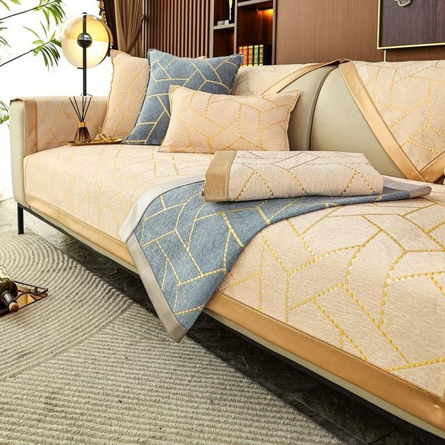 Super Six Chenille Sofakissen Jacquard mit Sofabezug, rutschfest und waschbar, B/B: 70 x 70 cm - Bild 1