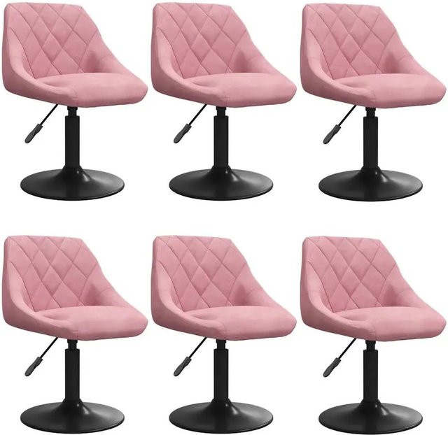 6er Set vidaXL Esszimmerstühle drehbar in Rosa aus Samt mit modernem Design - Bild 1