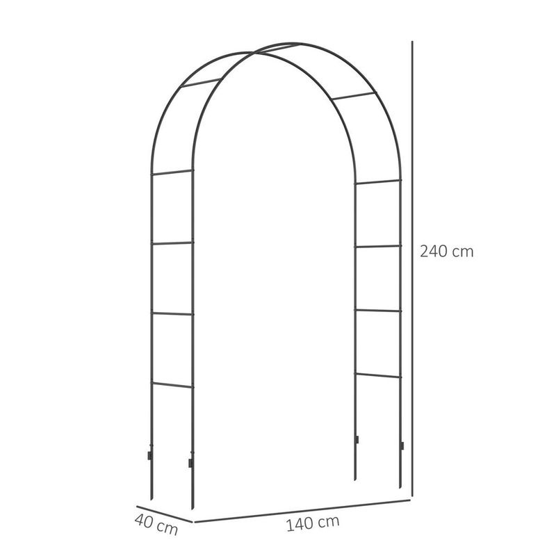 Outsunny Rosenbogen aus Metall mit Spitze Struktur in Schwarz, B/T/H: 140 x 40 x 240 cm - Bild 4