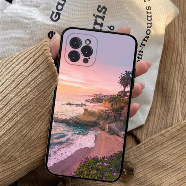 Handyhülle mit Meer und Strand Motiv für Apple iPhone 15 14 13 12 11 Pro Max Mini Plus X XR SE in Schwarz und Multicolour - Bild 1