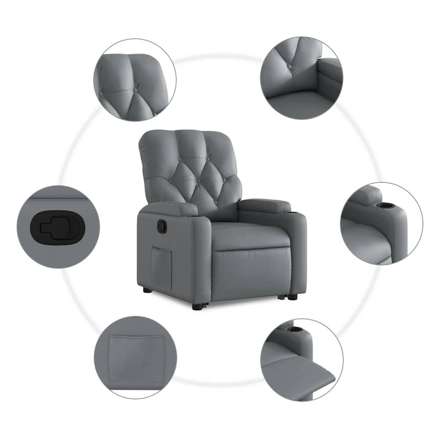 vidaXL Relaxsessel mit Aufstehhilfe für Senioren in Grau aus Kunstleder - Bild 3
