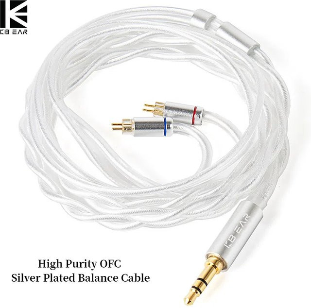 KBEAR Glint 5N HiFi IEM-Balance-Kabel aus hochreinem versilbertem OFC für In-Ear-Kopfhörer ohne Mikrofon 2PIN/QDC in Silber - Bild 1