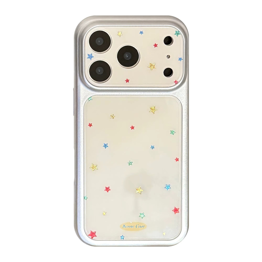 Glänzende Apple iPhone Handyhülle mit versilbertem Fünfzackiger Stern Muster und Farbvergoldung in Gold, Silber und Beige für iPhone 13 bis iPhone 17 Pro Max - Bild 6