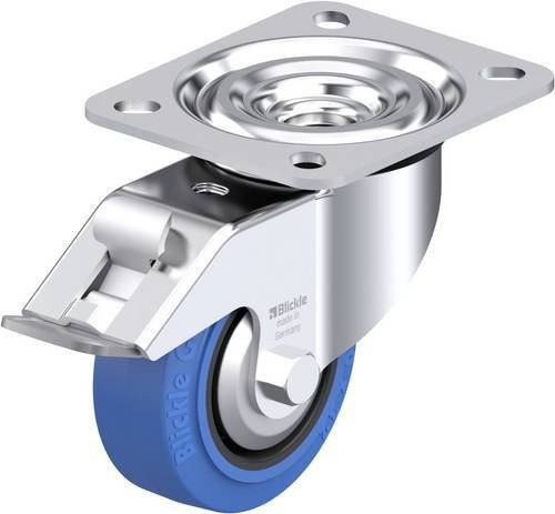 Blickle L-POEV 80XR-FI-SB-FA Stahlblech-Lenkrolle in Schwarz und Blau mit 80 mm Rad-Durchmesser und 140 kg Tragfähigkeit - Bild 1