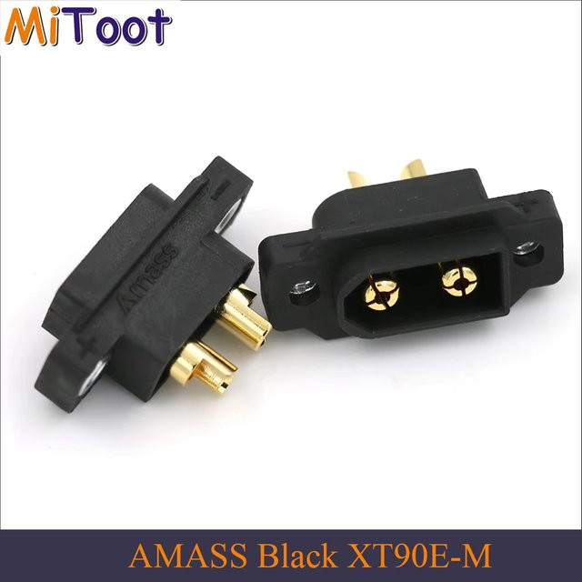 AMASS XT90E-M Batteriestecker vergoldete DIY Verbindungsteile in Schwarz für RC Flugzeuge und Drohnen - Bild 1
