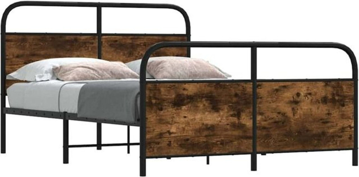 Vidaxl Bettgestell aus Holzwerkstoff und Stahl in Braun im Industrial Design, B/T/H: 190 x 120 x 125 cm - Bild 1