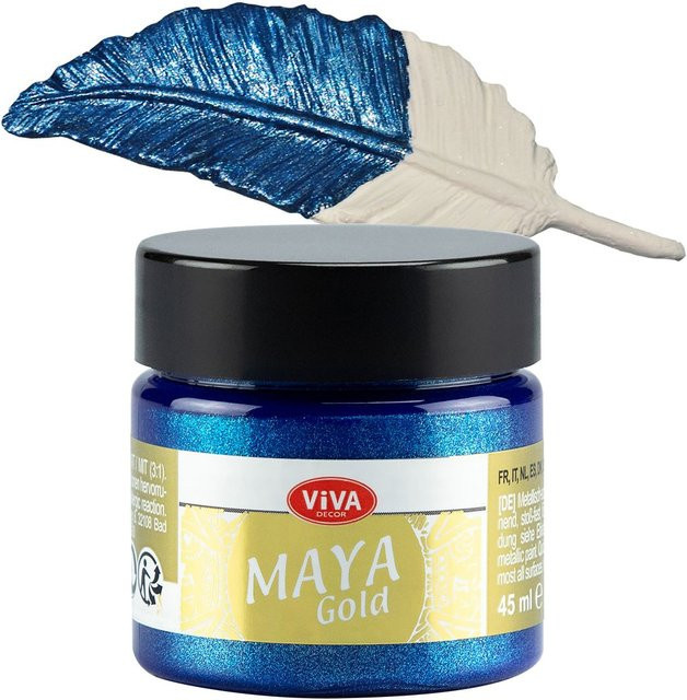 Viva Decor Maya Gold Strukturpaste in Gold und Blau, 45 g, satin glänzend - Bild 1