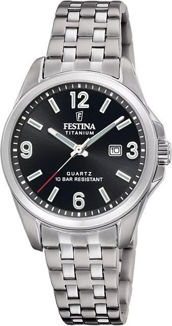 Festina Damenuhr, Quarz, Titanium, Schwarz, 39 mm, 10 ATM - Bild 1