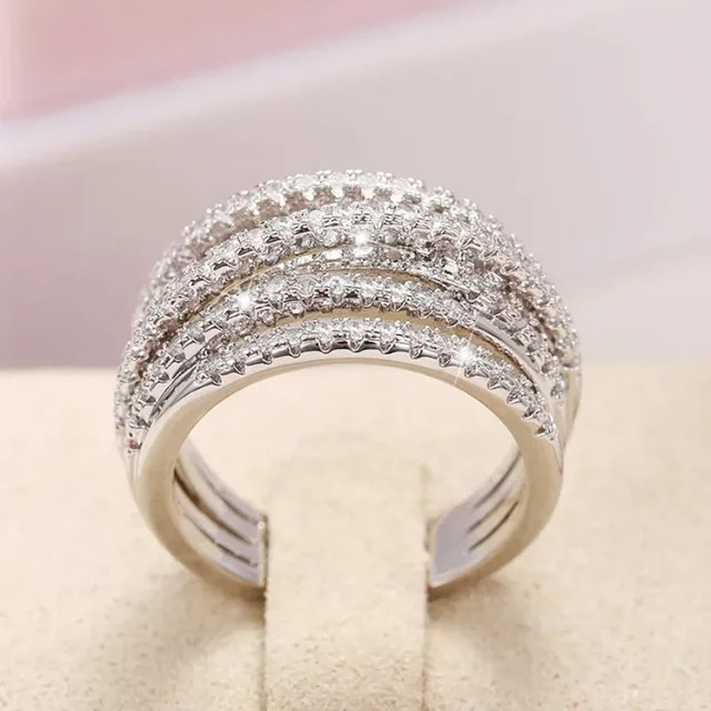 Huitan Ring, Kreuz Design, Zirkonia, Silber, Damen - Bild 1