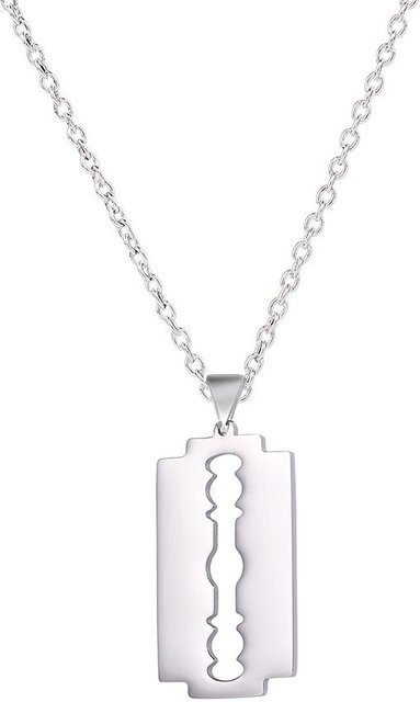YULIN Halskette mit Anhänger Rasierer Form, Edelstahl, Silber, Unisex, 47,5 cm - Bild 1