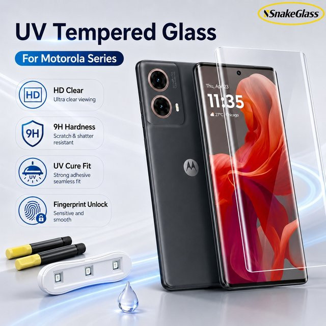 UV-gehärteter Displayschutz aus 3D gebogenem Glas für Motorola Edge 70 Pro 60 50 Fusion 30 Ultra 40 Neo 2025 G85 in Transparent - Bild 1