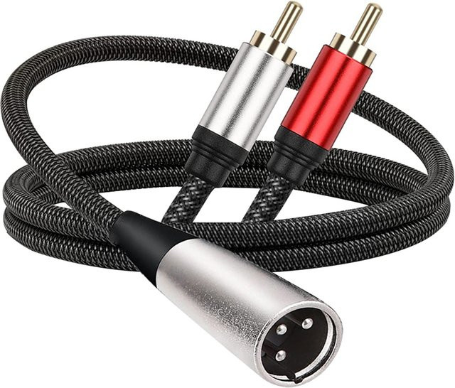 XLR zu Dual RCA Audiokabel Adapter für Kopfhörer, Verstärker und Mikrofone, Farbe: transparent - Bild 1
