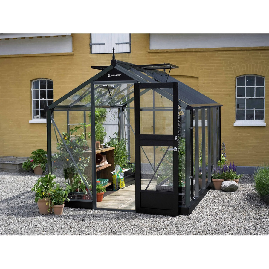 Juliana Gewächshaus Compact 8 in Anthrazit mit Sicherheitsglas und Aluminiumrahmen - Bild 2