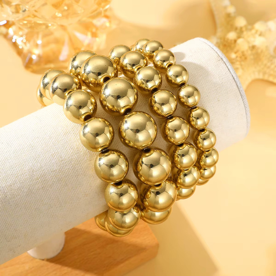 AY Armband-Set, 4-teilig, goldfarbene Perlen, Unisex - Bild 3
