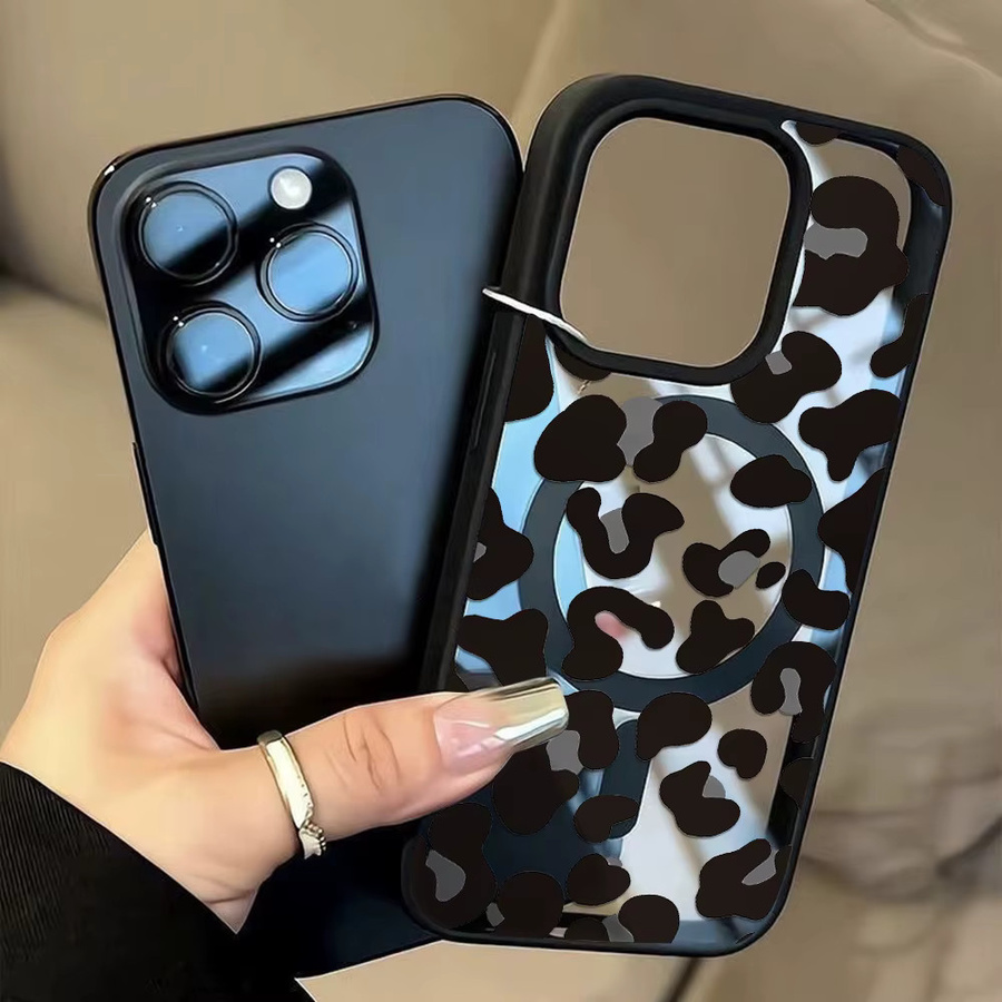 Handyhülle mit Leopardenmuster für iPhone 17 Pro, 16, 15, 14, 13, 12, 11 Pro Max, matte Magsafe magnetische kabellose Ladeabdeckung, Multicolor - Bild 2
