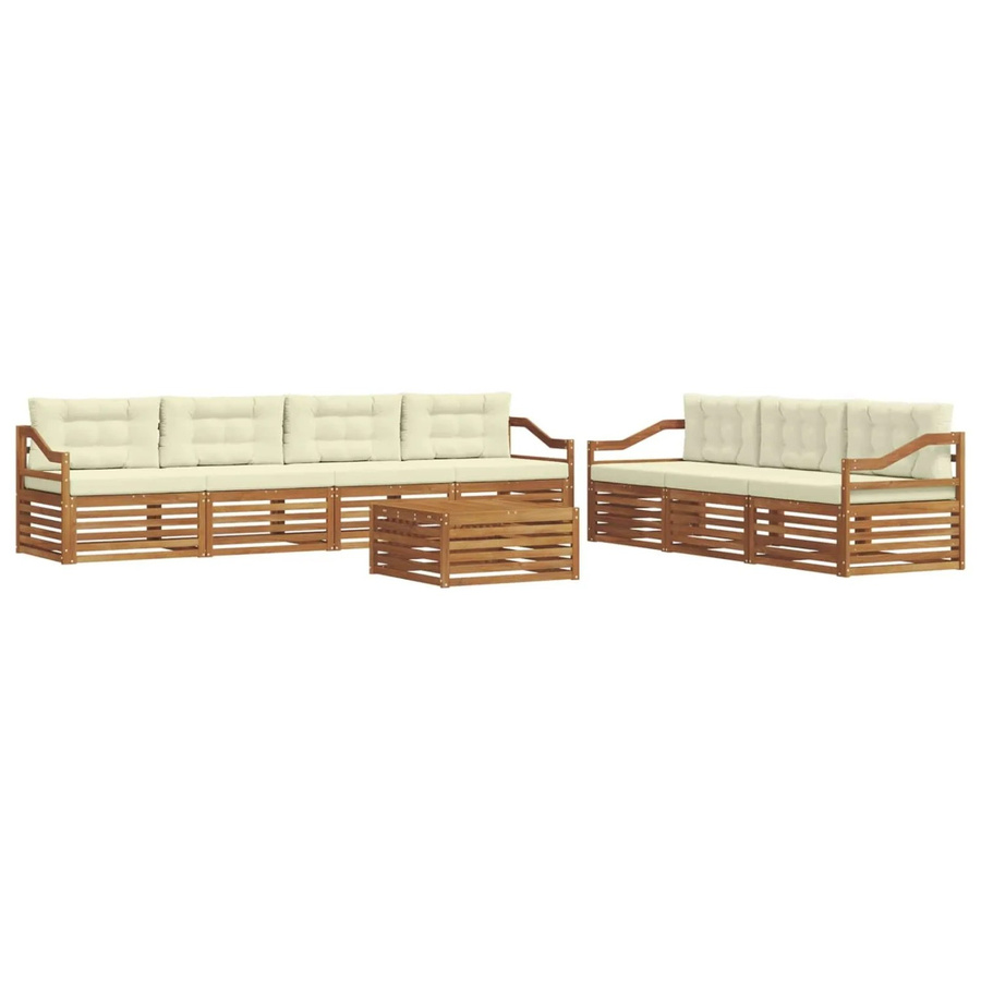 vidaXL Outdoor-Sofagarnitur 8-teilig aus Akazienholz mit Kissen in Natur und Creme - Bild 2