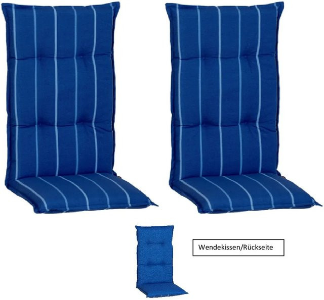 Beo Sitzauflage Hochlehner Tovarnik 2er-Set Blau-Weiß gestreift - Bild 1
