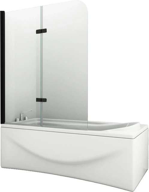 Glasdeals Badewannenaufsatz Duschtrennwand BREASE in Schwarz, B/H: 100 x 140 cm - Bild 1