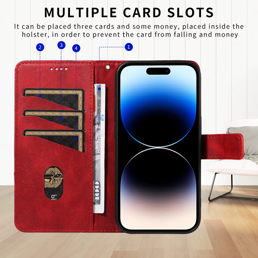 Leder-Brieftasche als Flip-Schutzhülle für Huawei Honor Modelle in Blau oder Rot - Bild 5