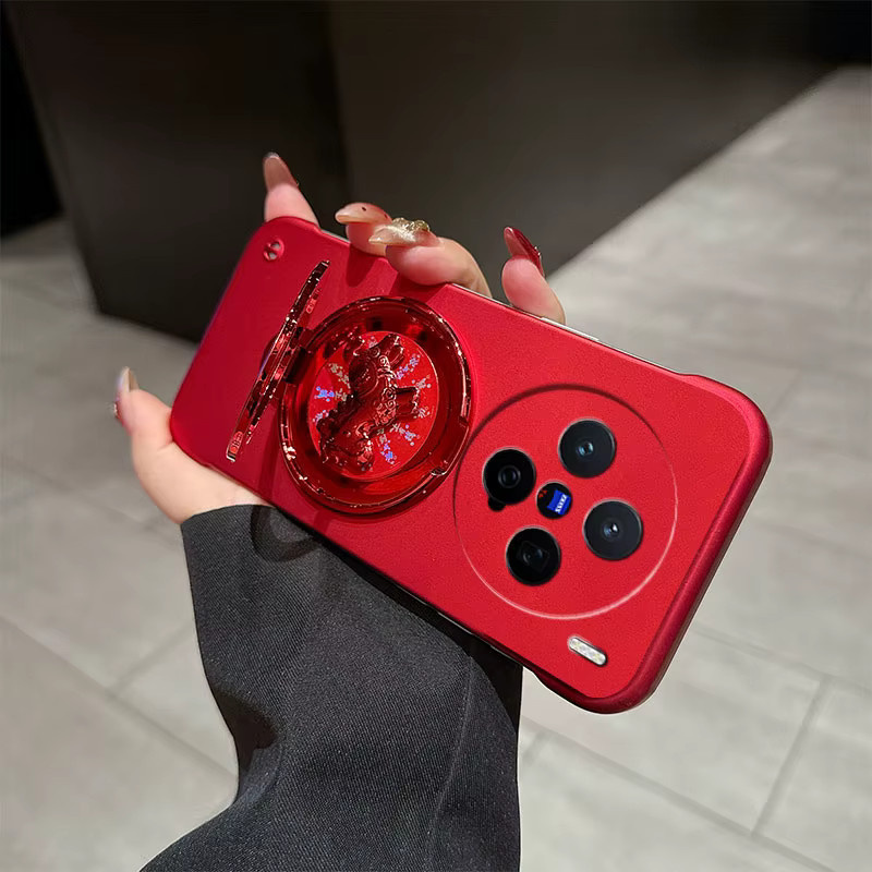 Stoßfeste Handyhülle mit Pferdemotiv für Vivo X300, X200S, X100 und X200 Pro Mini in Blau aus hartem PC mit integriertem Geldfach und Ständer - Bild 2