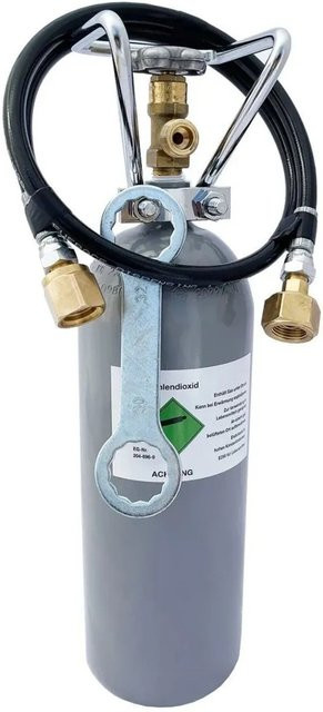 Ich-Zapfe CO2-Komplettset für Sodastream mit 2 kg Kohlensäureflasche, Schlauchadapter und Kohlensäureschlüssel in Grau - Bild 1