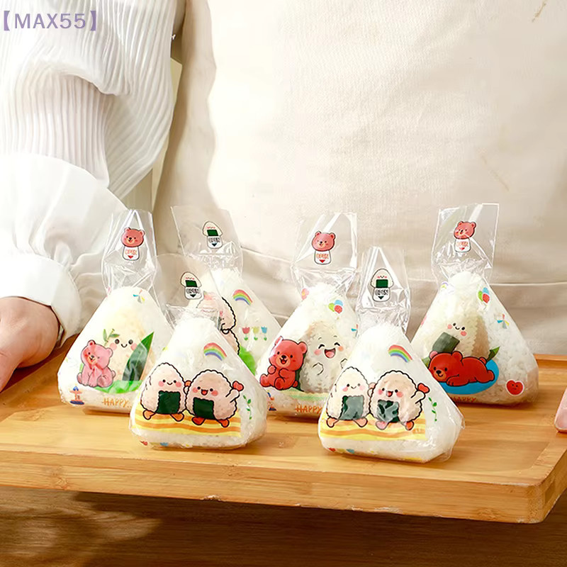 50 Stück MAX-55 Onigiri Sushi Verpackungstaschen aus transparentem Kunststoff im japanischen Cartoon-Design für Dreieck-Reisbälle - Bild 4