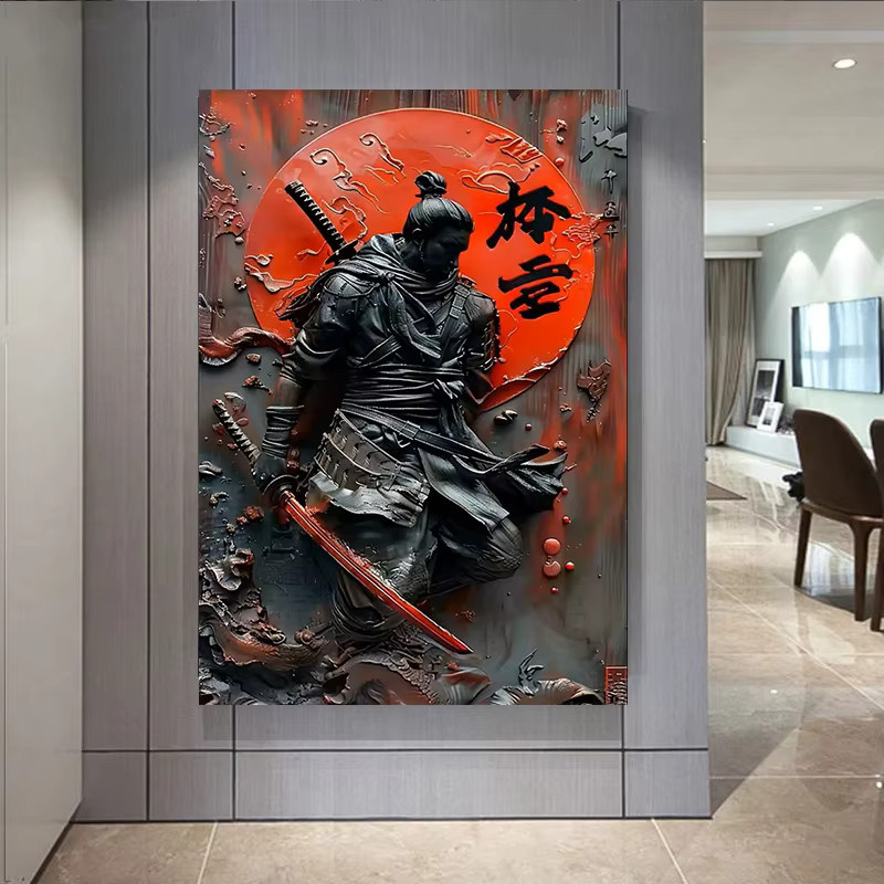 WJWANG Retro-Leinwand Wandkunst Japanischer Ninja-Krieger Poster in Mehrfarbig - Bild 1