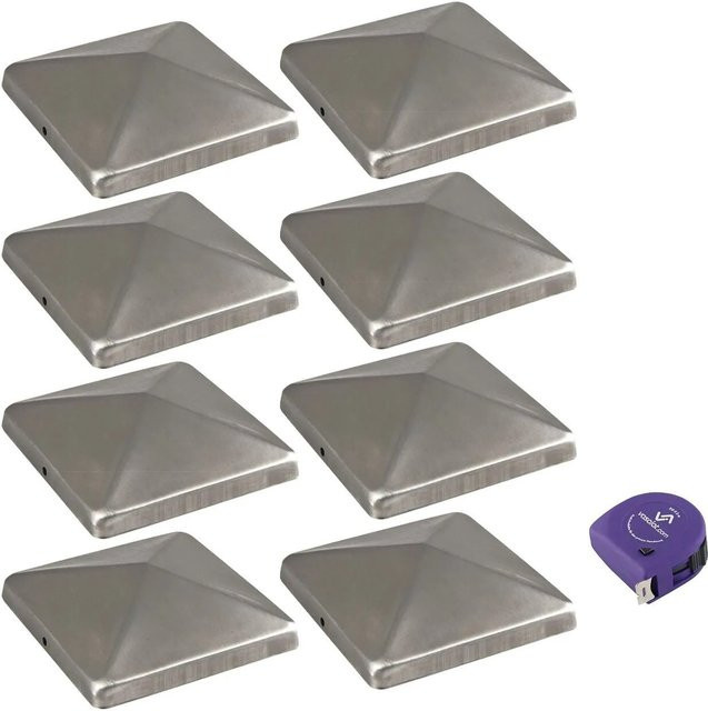 vasalat Set Pfostenkappe aus Edelstahl in Silber mit Schrauben, Breite: 12 cm x Tiefe: 12 cm - Bild 1