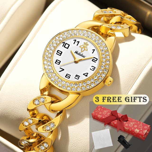 YaLaLuSi Armbanduhr, Quarz, Gold, Rund, Textil, Damen - Bild 1