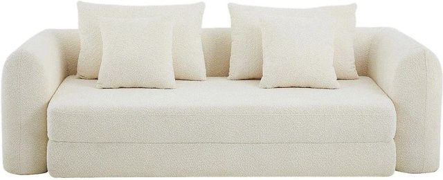 Vente-unique Schlafsofa Catono in Beige mit Bouclé-Stoff und Schlaffunktion, Breite: 240 cm - Bild 1