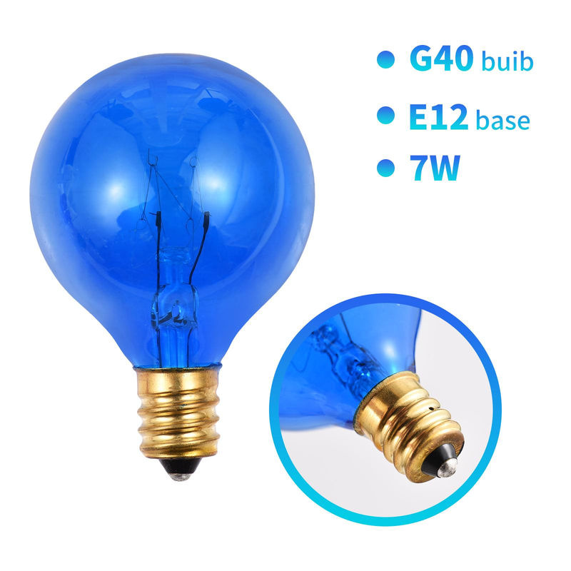 25er Set TOMTOP JMS G40 Wolfram Glühbirnen mit E12 Sockel, 7W, 220-240V, dekorative Globe Glühbirnen in Blau, Grün, Rot, Gelb und Multicolour - Bild 6