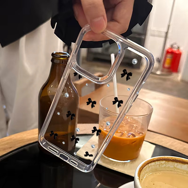 DecoPhone Handyhülle Perlenschleife für iPhone 11 bis 17 Pro Max Plus Serie aus weichem TPU in Transparent - Bild 3