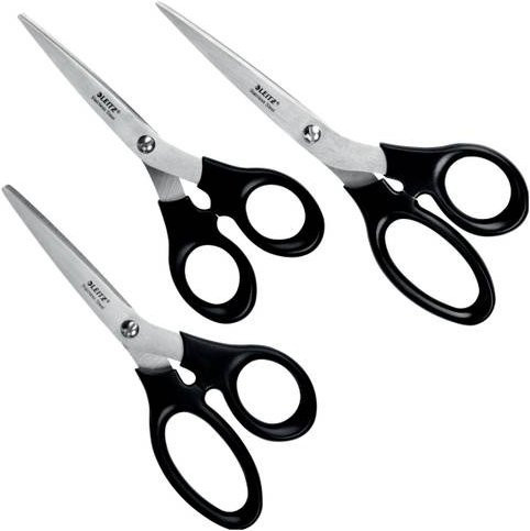 Leitz Scherenset 5426, 3-teilig, ergonomische Griffe, für Links- und Rechtshänder geeignet, Schwarz, Edelstahl und Kunststoff - Bild 1