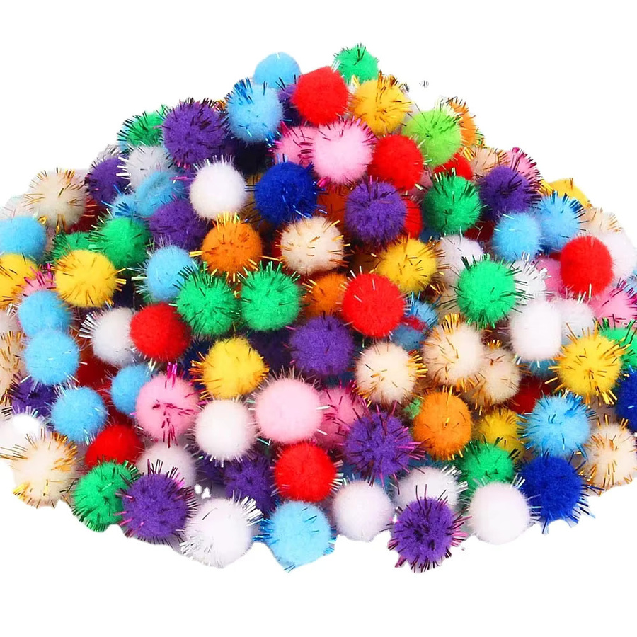 Glitzernde Pom Pom Kugeln für Weihnachtsdeko und DIY Bastelarbeiten, Mehrfarbig, Durchmesser: 10-30 mm - Bild 4