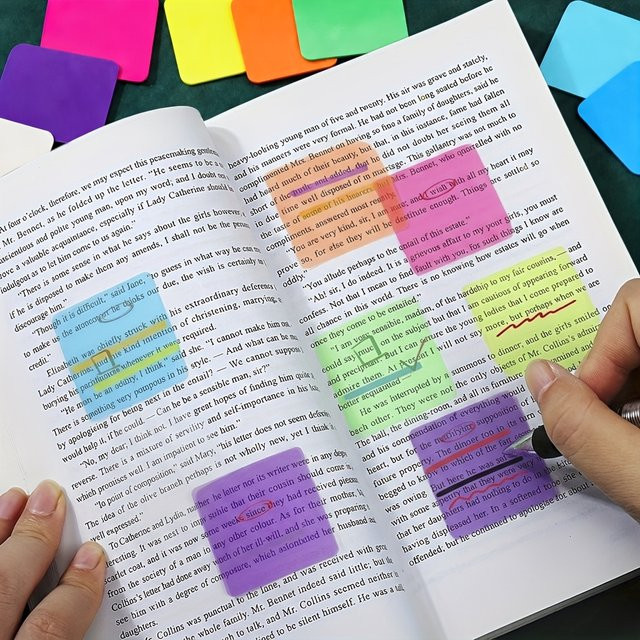 100 Blatt transparente Haftnotizen aus Kunststoff in Multicolour, selbstklebend und wasserfest zum Markieren und Lesen von Buchanmerkungen - Bild 1