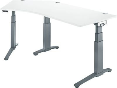 Schäfer Shop Genius ERGOSTYLE S Schreibtisch elektrisch höhenverstellbar, 135°, C-Fuß, weiß/anthrazit, B: 216,5 cm, T: 80 cm, H: 64,5-130,5 cm - Bild 1
