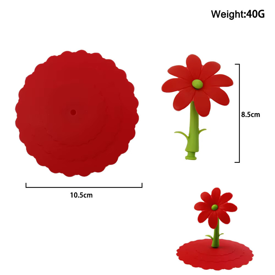 ChengHaoRan Silikon Becherdeckel mit Blumenmuster als Staubschutz und Dichtung für Gläser und Tassen - Bild 2