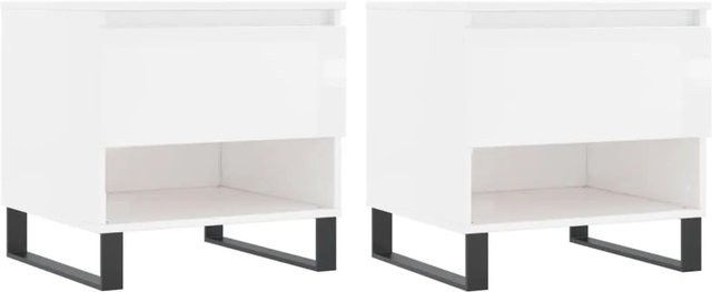 vidaXL Couchtisch Set 2 Stück in Weiß Hochglanz aus Holzwerkstoff, B/T/H: 50 x 46 x 50 cm - Bild 1