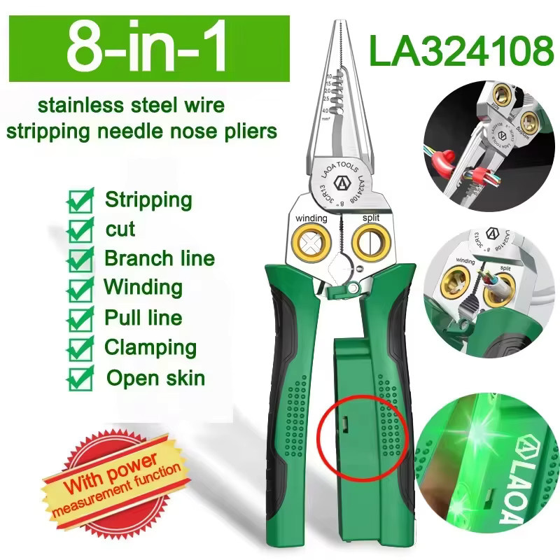 LAOA 8-in-1 Multifunktions-Abisolierzange aus Edelstahl in Silber - Bild 2