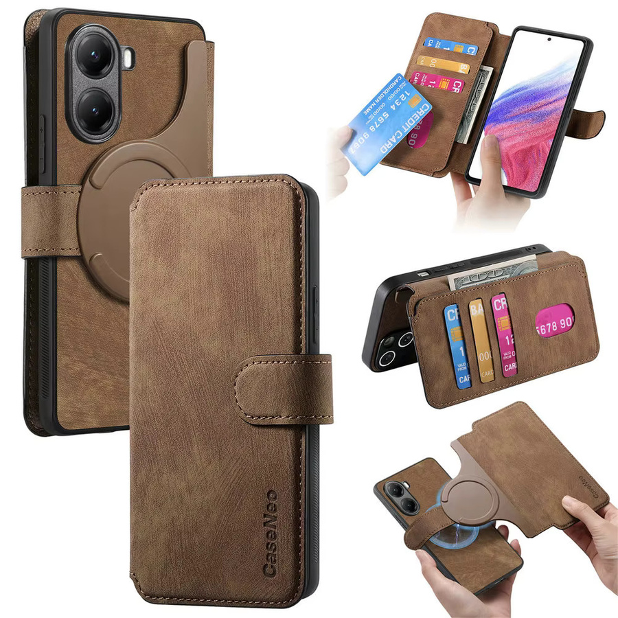 2-in-1 Leder-Hülle mit abnehmbarem Kartenetui und Magnetverschluss für Xiaomi Poco X8 Pro Ultra 5G in Pink oder Brown - Bild 2