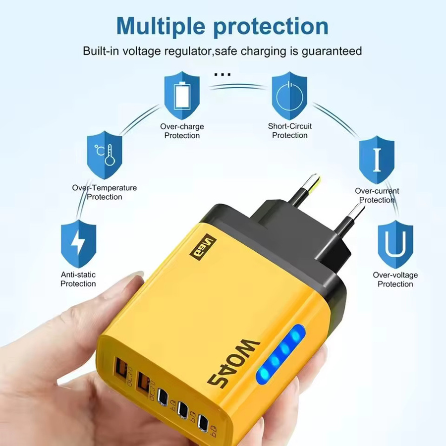 240W 5-in-1 GaN Desktop-Ladegerät mit 3 USB-C und 2 USB Anschlüssen inklusive 10A USB auf Typ-C Kabel für iPhone, Huawei und Xiaomi - Bild 4