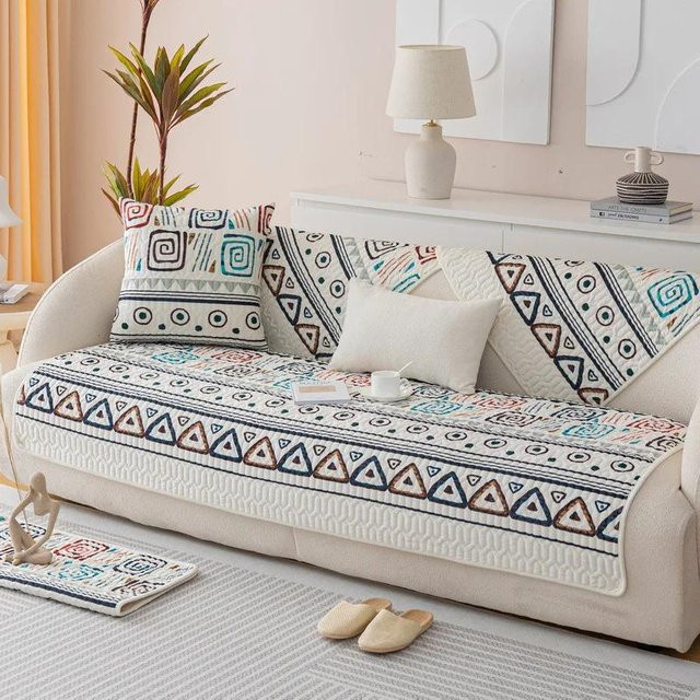 Bohemianischer Samt-Sofabezug in Multicolour für dein Wohnzimmer, quadratisches Kissen B/B: 45 x 45 cm - Bild 1