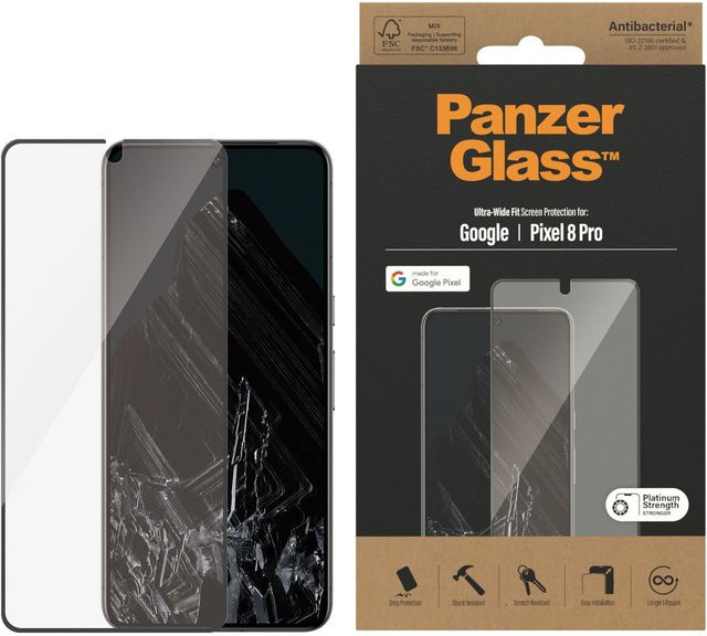 PanzerGlass Displayschutz für Google Pixel 8 Pro, Ultra-Wide Fit, transparent - Bild 1