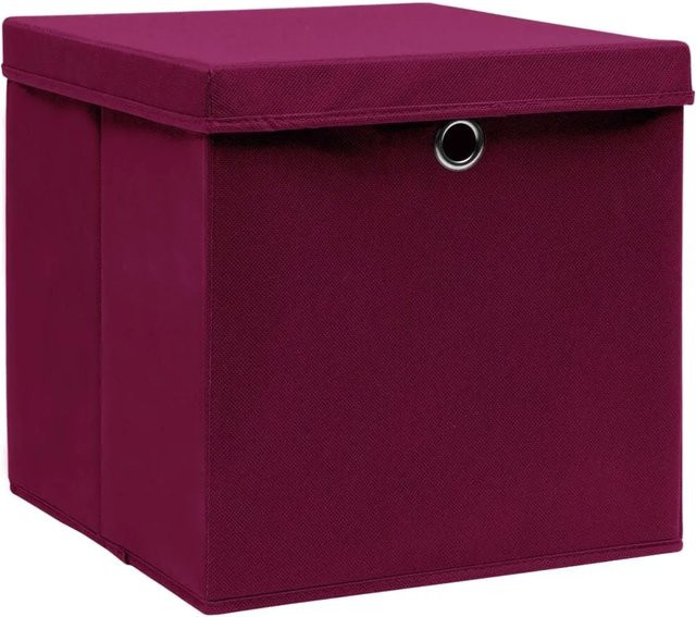 vidaXL Aufbewahrungsboxen mit Deckel aus Stoff, 10 Stück, Dunkelrot, B/T/H: 28 x 28 x 28 cm - Bild 1